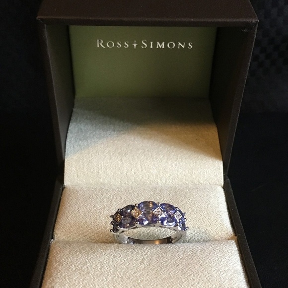 Sterling Silver Tanzanite White Topaz Ring Sz 7 - Picture 2 of 3